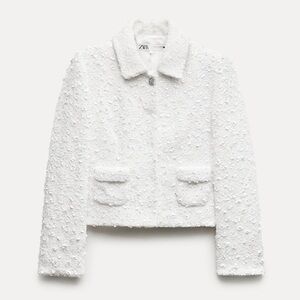 Zara white sequin cropped jacket